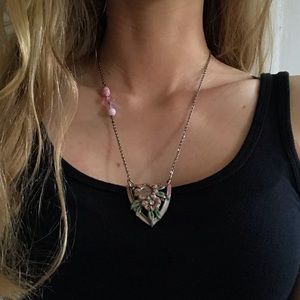 Vintage Handmade Flower Pin Necklace